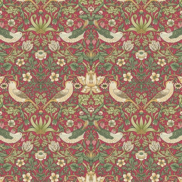 William Morris Strawberry Thief Oilcloth in Crimson
